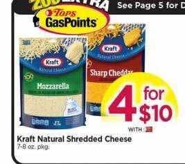 Tops Kraft natural shredded cheese offer
