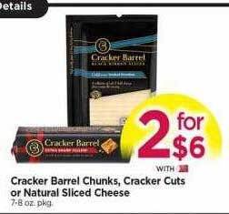 Tops Cracker barrel chunks, cracker cuts or natural sliced cheese offer