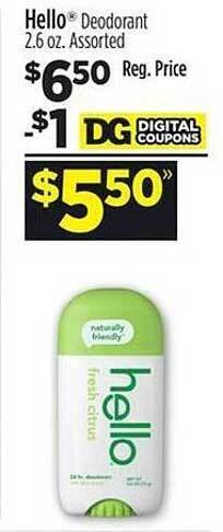 Dollar General Hello deodorant offer
