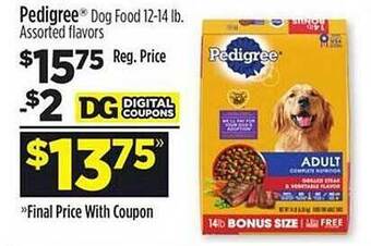 Dollar General Pedigree dog food offer