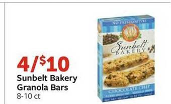 Fareway Sunbelt bakery granola bars offer