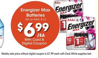 Kroger Energizer max batteries offer