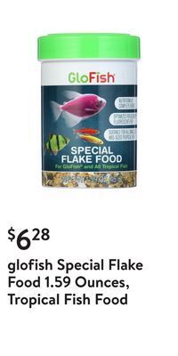 Walmart Glofish special flake food 1.59 ounces, tropical fish food offer