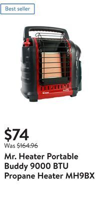 Walmart Mr. heater portable buddy 9000 btu propane heater mh9bx offer