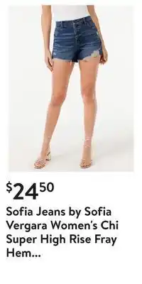 Walmart Sofia jeans by sofia vergara women's chi super high rise fray hem shorts offer