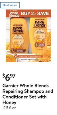 Walmart Garnier whole blends repairing shampoo and conditioner set with honey offer