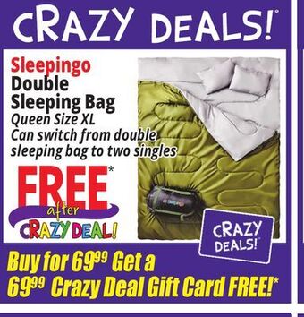 Ocean State Job Lot Sleepingo double sleeping bag offer