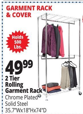 Ocean State Job Lot 2 tier rolling garment rack offer