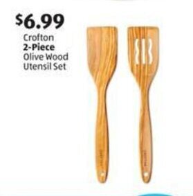 Aldi Crofton 2-Piece Olive Wood Utensil Set offer