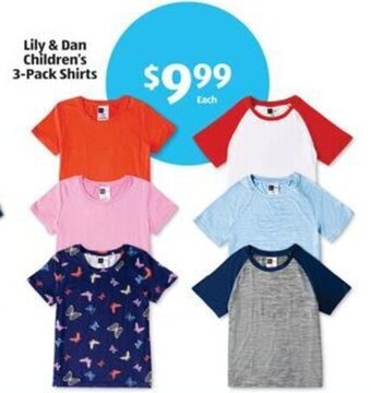Aldi Lily & Dan Children's 3-Pack Shirts offer