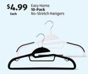 Aldi Easy Home 10-Pack No-Stretch Hangers offer