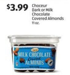 Aldi Choceur Dark or Milk Chocolate Covered Almonds 11 oz offer