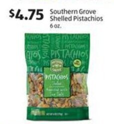 Aldi Southern Grove Shelled Pistachios 6 oz offer