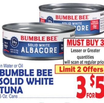 Bravo Supermarkets Bumble bee solid white tuna offer