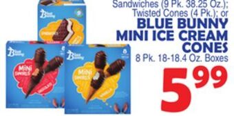 Bravo Supermarkets Blue bunny mini ice cream cones 8 pk. 18-18.4 oz. boxes offer