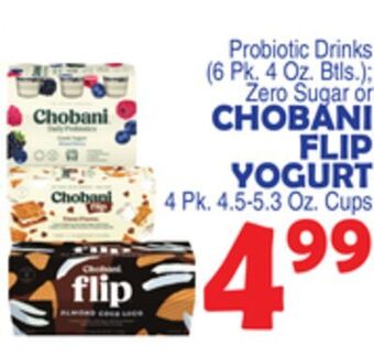 Bravo Supermarkets Chobani flip yogurt 4 pk. 4.5-5.3 oz. cups offer