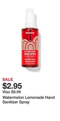 Bath & Body Works Watermelon lemonade hand sanitizer spray offer