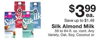 Fairway Store Market Silk almond milk offer