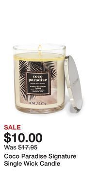 Bath & Body Works Coco paradise signature single wick candle offer