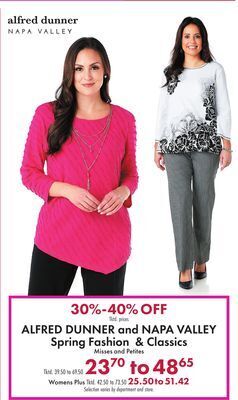Boscov's Alfred dunner and napa valley spring fashion & classics offer