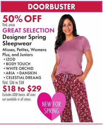 Boscov's Designer spring sleepwear offer