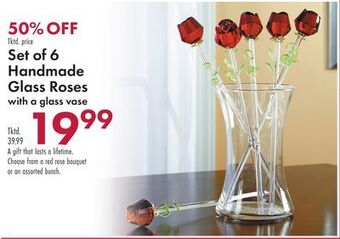 Boscov's Set of 6 handmade glass roses offer