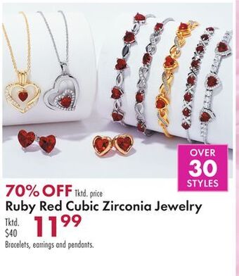 Boscov's Ruby red cubic zirconia jewelry offer