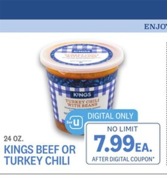 Kings Food Markets Kings beef or turkey chili offer