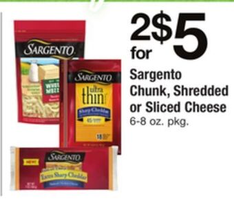 ACME Sargento chunk, shredded or sliced cheese offer