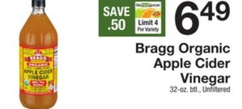 The Fresh Grocer Organic apple cider vinegar offer