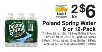 The Fresh Grocer Water 6 or 12-pack offer