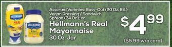 DeCicco & Sons Hellmann's real mayonnaise 30 oz. jar offer