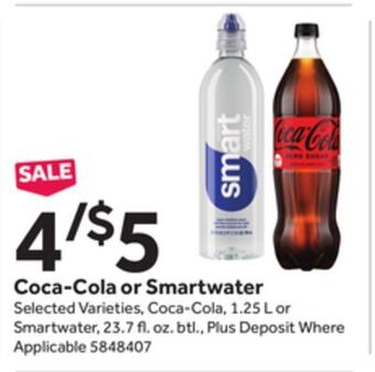 Stop&Shop Coca-cola or smartwater offer