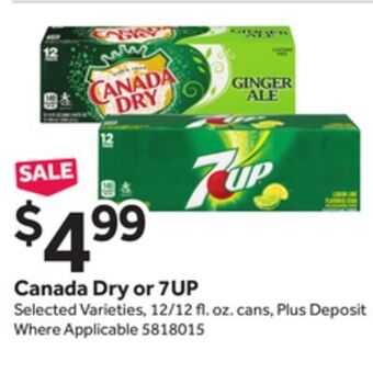 Stop&Shop Canada dry or 7up offer