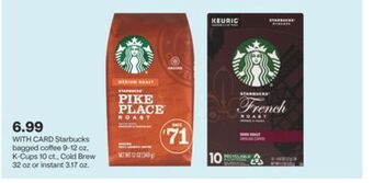 CVS Starbucks bagged coffee 9-12 oz, k-cups 10 ct., cold brew 32 oz or instant 3.17 oz. offer
