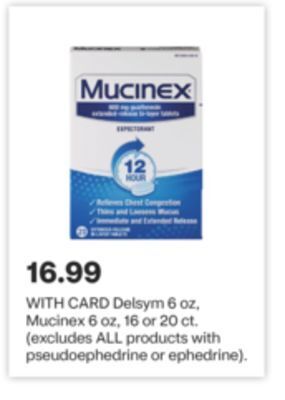 CVS Delsym 6 oz, mucinex 6 oz, 16 or 20 ct. offer