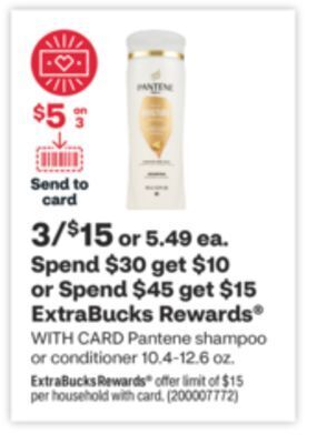 CVS Pantene shampoo or conditioner 10.4-12.6 oz offer