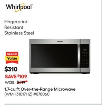 Lowe's 1.7-cu ft over-the-range microwave offer