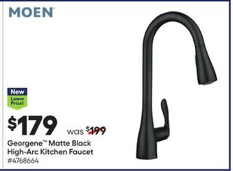 Lowe's Georgene™ matte black high-arc kitchen faucet offer