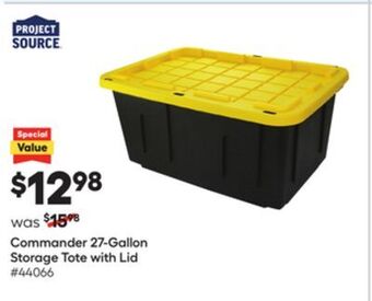 Lowe's Commander 27-gallon storage tote with lid offer