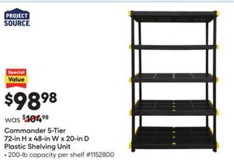 Lowe's Commander 5-tier 72-in h x 48-in w x 20-in d plastic shelving unit offer