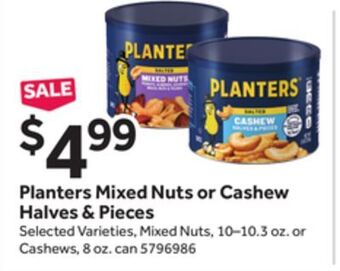 Stop&Shop Planters mixed nuts or cashew halves & pieces offer