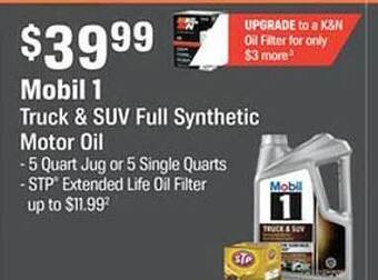AutoZone Mobil 1 truck & suv full synthetic motor oil offer