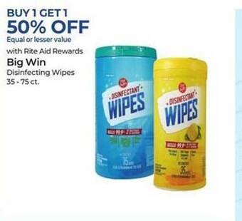 Rite Aid Big win disinfecting wipes offer
