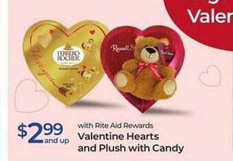 Rite Aid Valentine hearts and plush with candy offer
