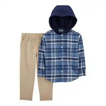 Kohl's Baby boy carter's plaid hooded button-front shirt & pants set offer