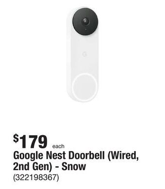 The Home Depot Google nest doorbell (wired, 2nd gen) - snow offer