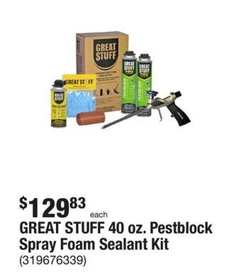 The Home Depot Great stuff 40 oz. pestblock spray foam sealant kit offer