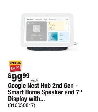 The Home Depot Google nest hub 2nd gen - smart home speaker and 7" display with google assistant - charcoal offer