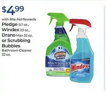 Pledge windex drano or scrubbing bubbles bathroom cleaner